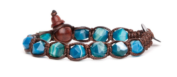 Bracciale Tamashii Diamond Cut Agata Blu Striata