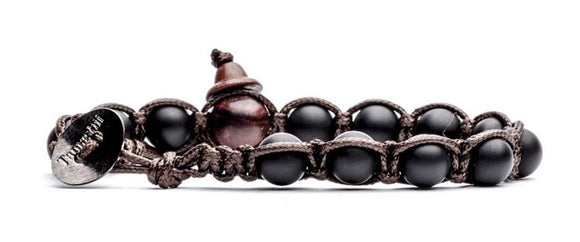 TAMASHII Bracciale Tibetano In Onice Satinata BHS600-64 - Pietra Naturale Benedetta Dai Monaci