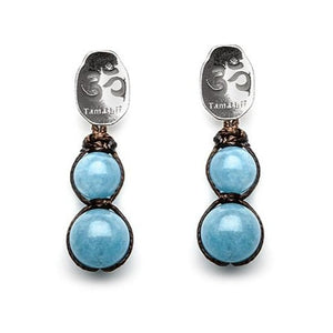 Coppia di Orecchini Tamashii Originali in Argento 925‰ arricchiti con n°2 pietre GIADA SKY BLUE.